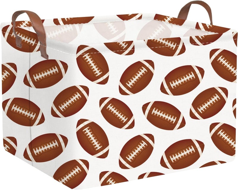 FXOCSHE FXOLCSHE Rectangular Football Basket,Toy Organizer,Gift basket with handles,Kids Toys Storage Basket,Gift Box,Room decor (Footballs) - Image 1